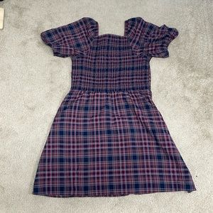 Madewell mini pleated navy and red dress in size medium